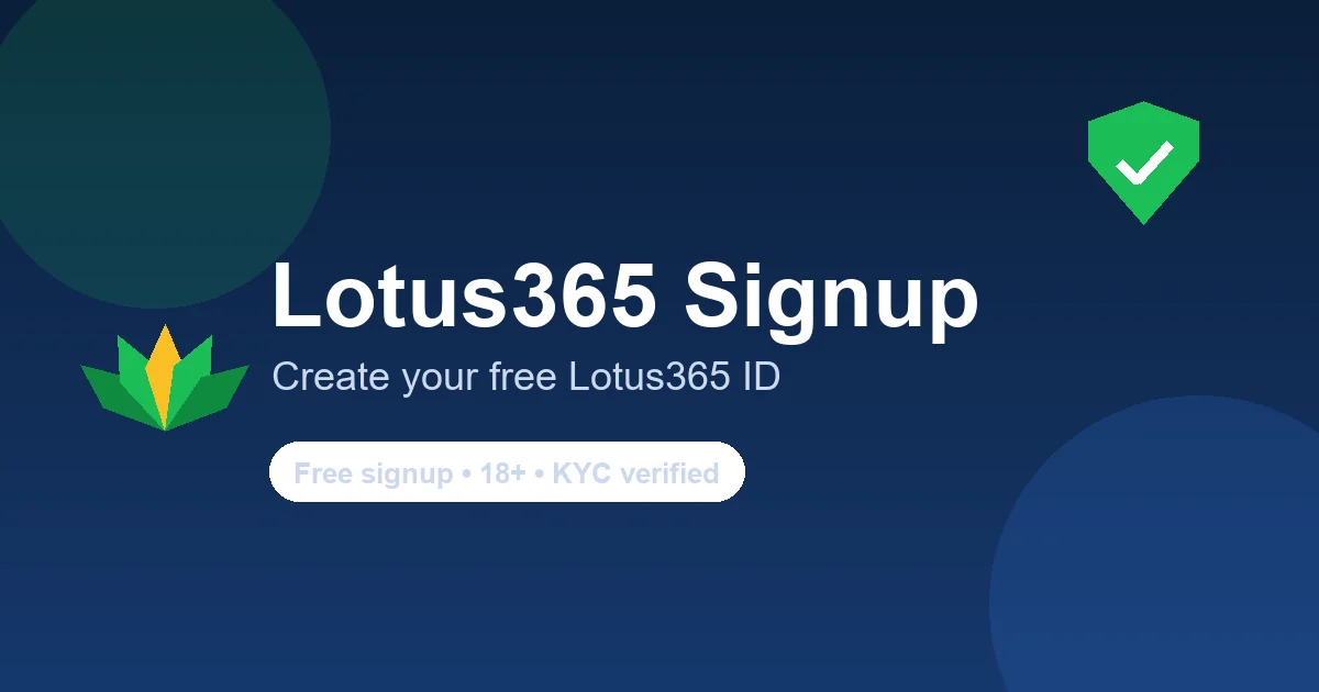 Lotus365 signup — create your free Lotus365 ID